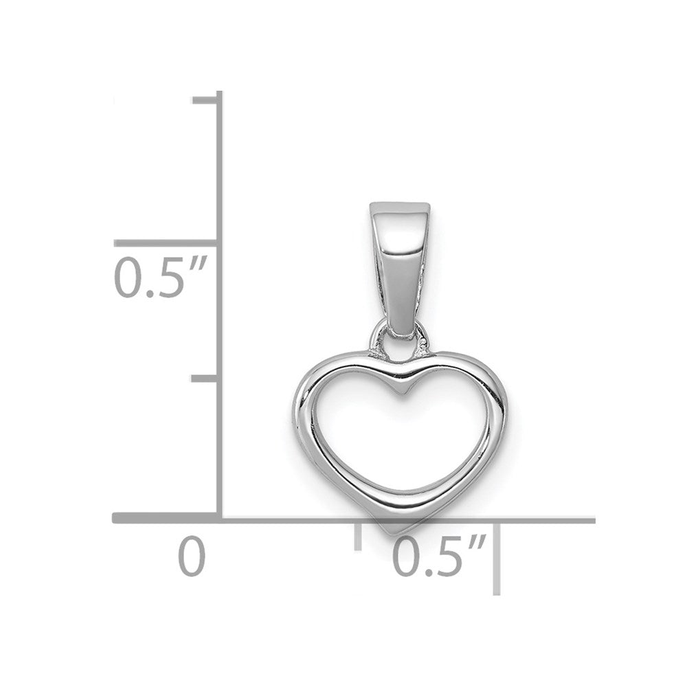 Sterling Silver Rhodium Plated Open Heart Pendant