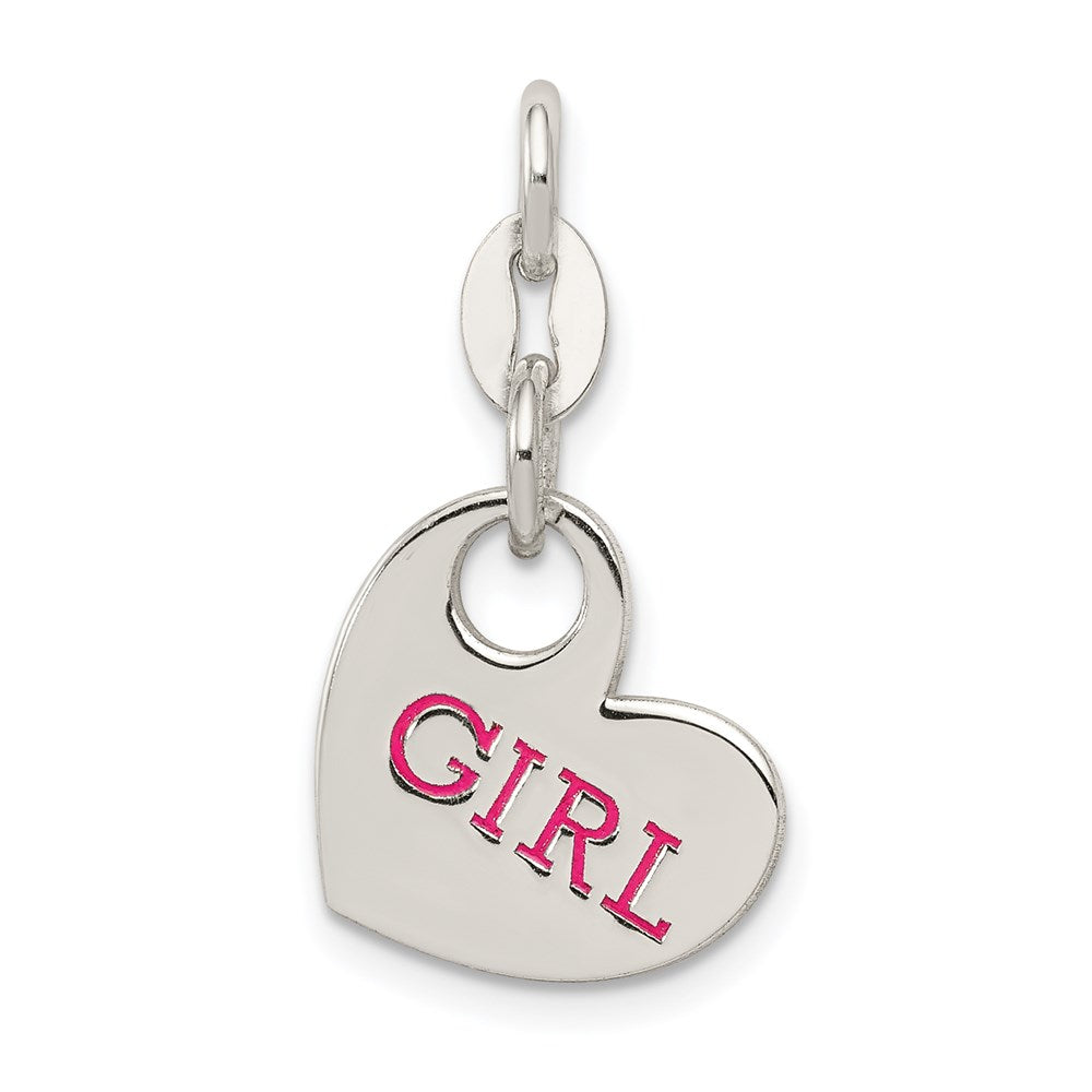 Sterling Silver Polished Enamel Girl Charm