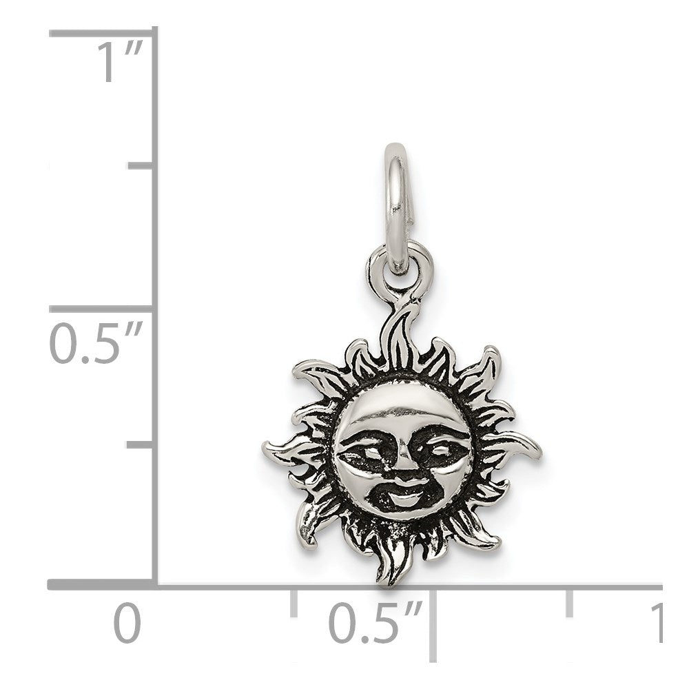 Sterling Silver Antiqued Sun Charm