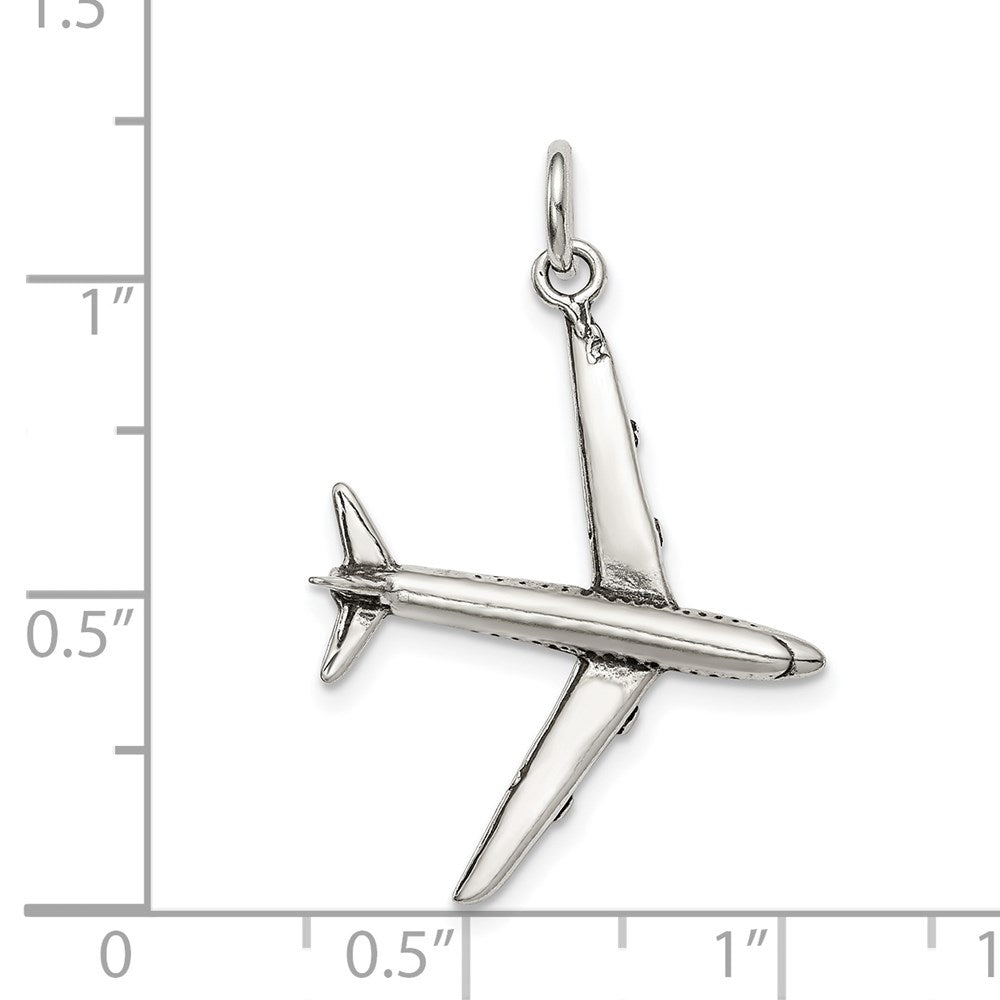 Sterling Silver Antiqued Airplane Charm