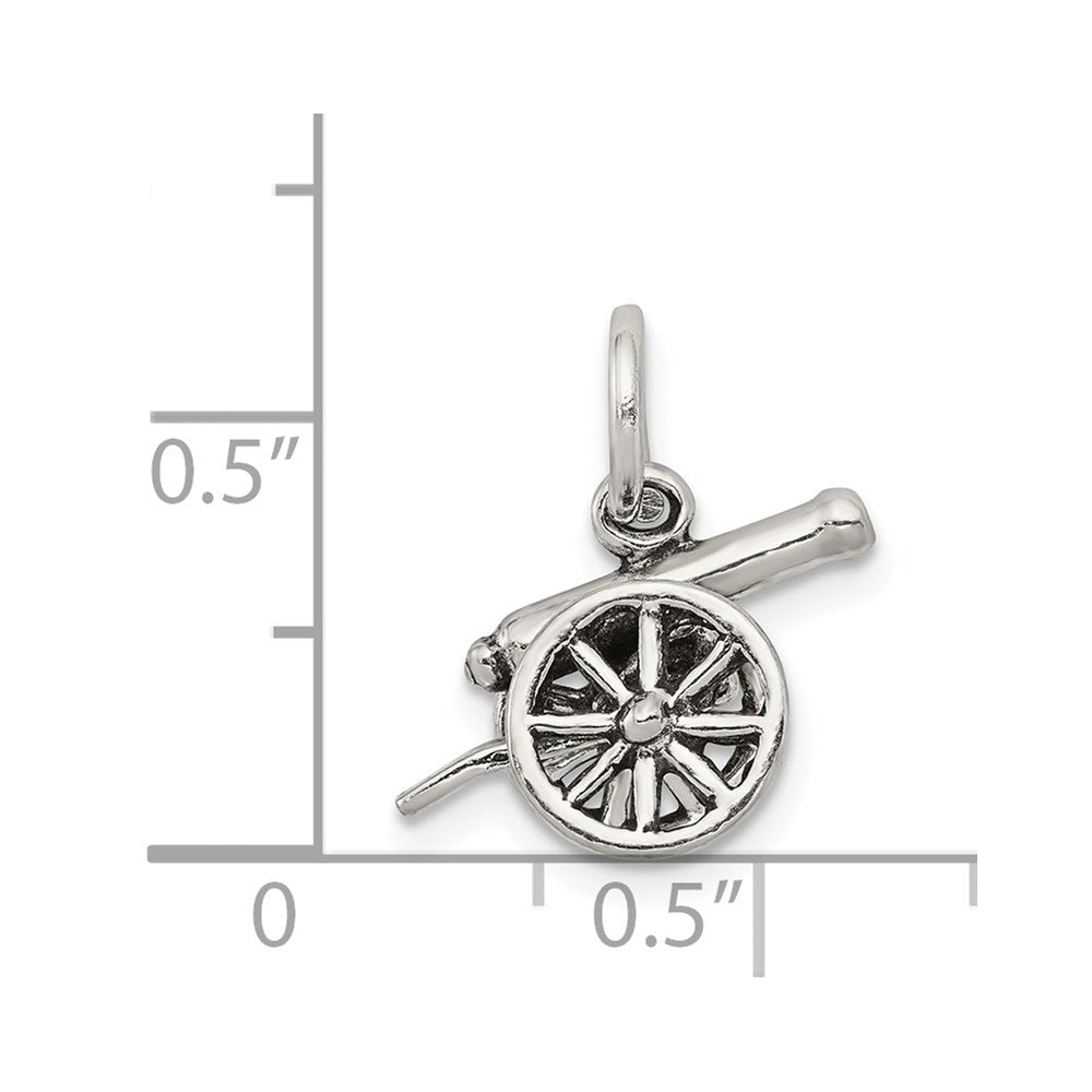 Sterling Silver Antiqued Cannon Charm