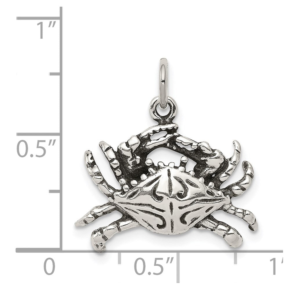 Sterling Silver Antiqued Crab Charm