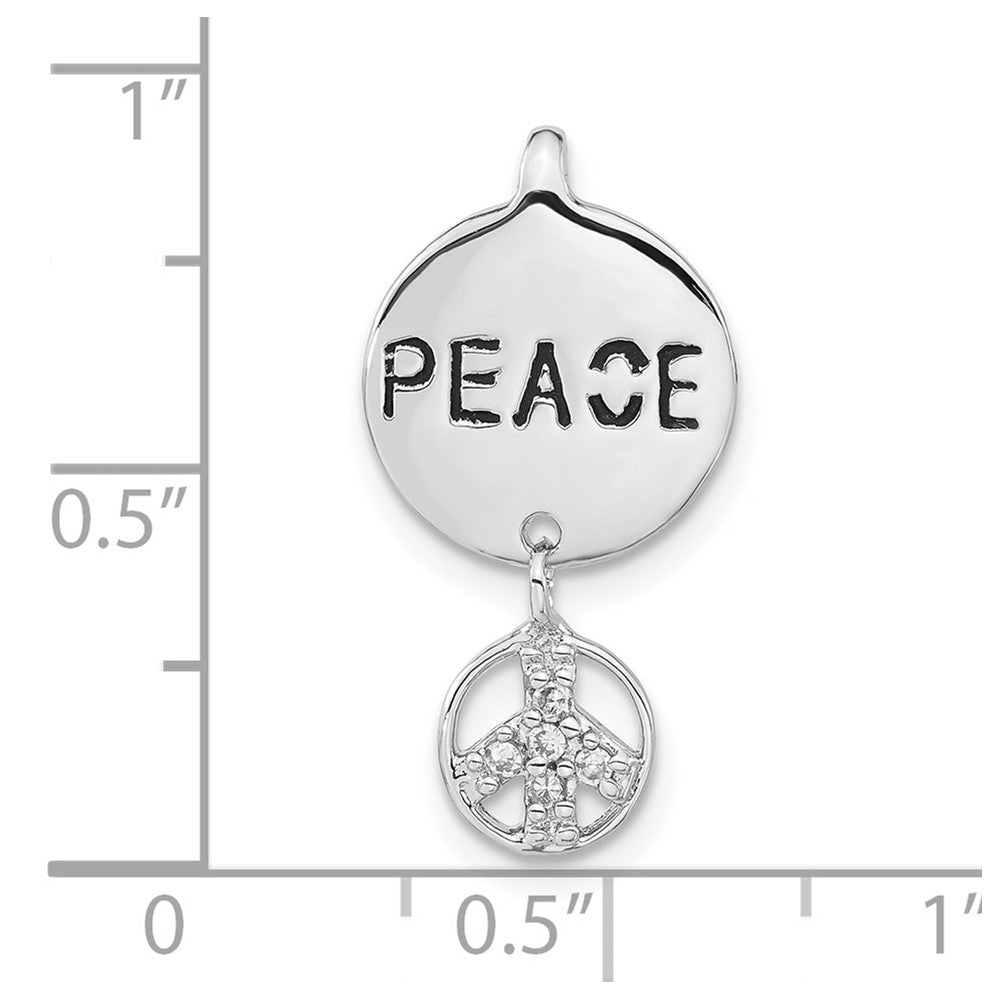 Sterling Silver Polished & Antiqued CZ Peace Pendant