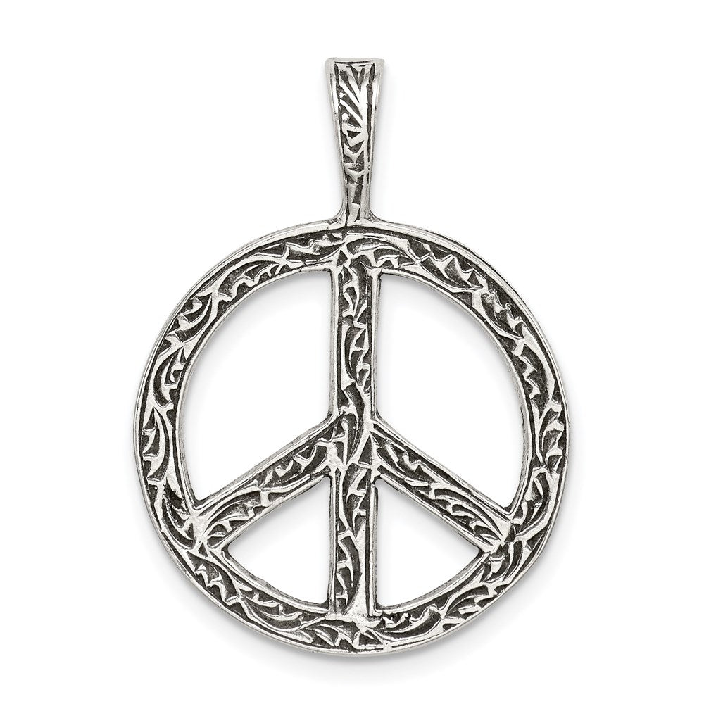 Sterling Silver Antiqued Peace Sign Charm