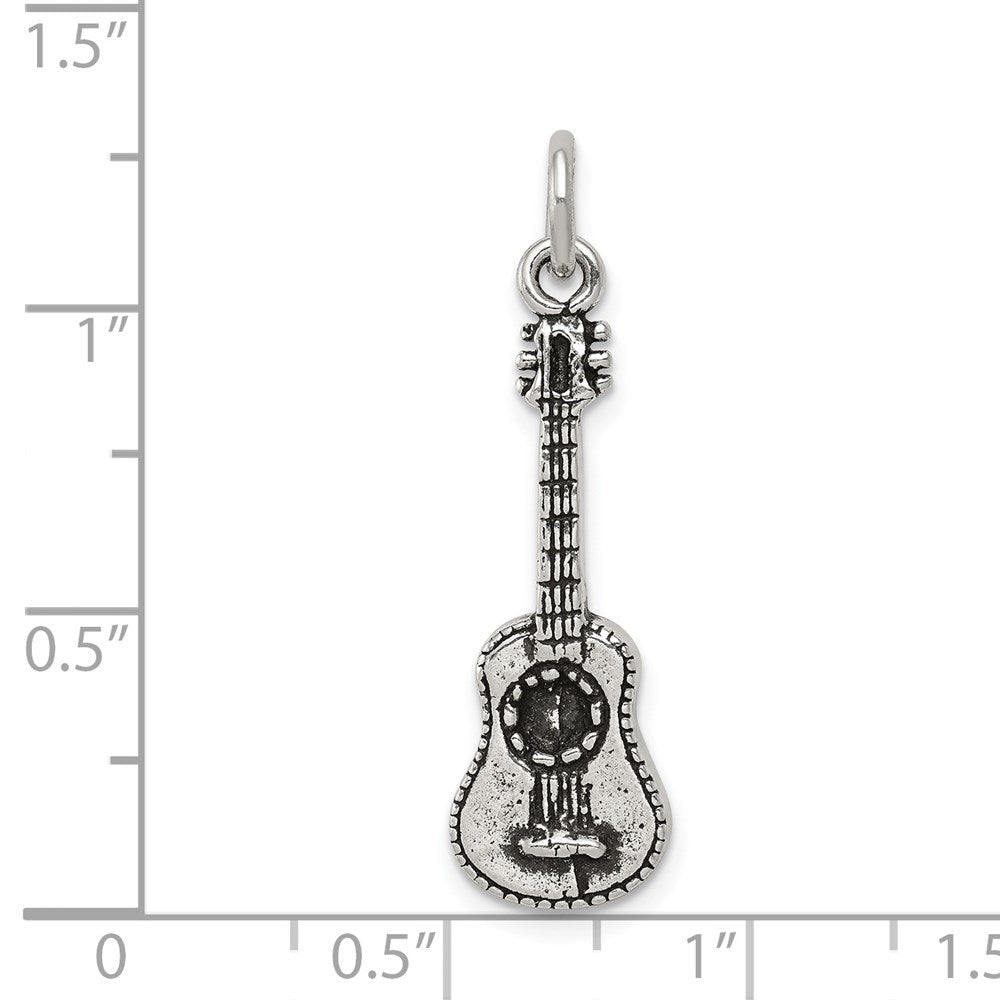 Sterling Silver Antiqued Acoustic Guitar Charm