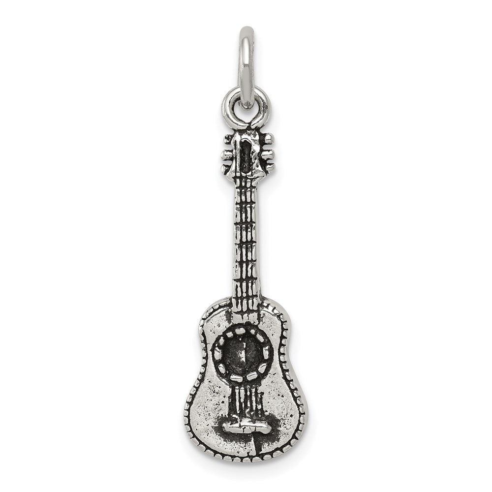 Sterling Silver Antiqued Acoustic Guitar Charm