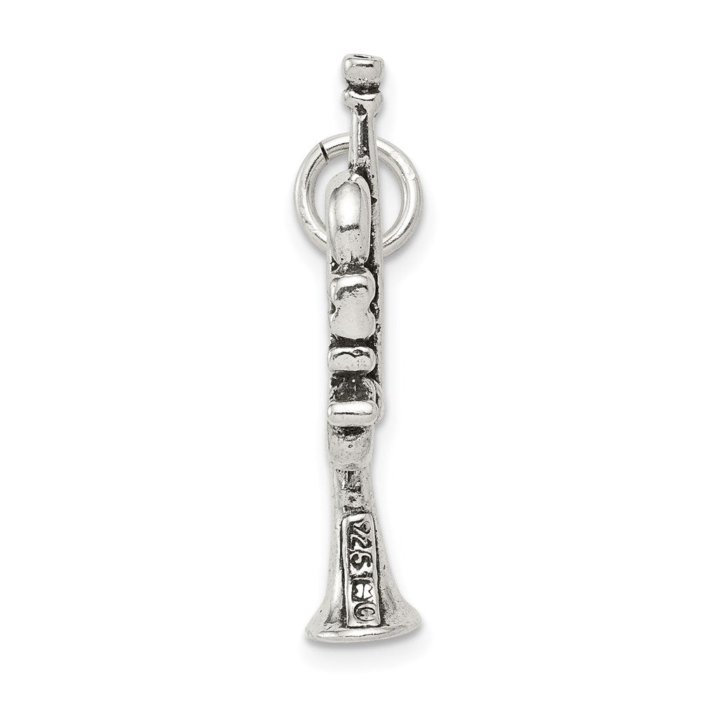 Sterling Silver Antiqued Trumpet Charm