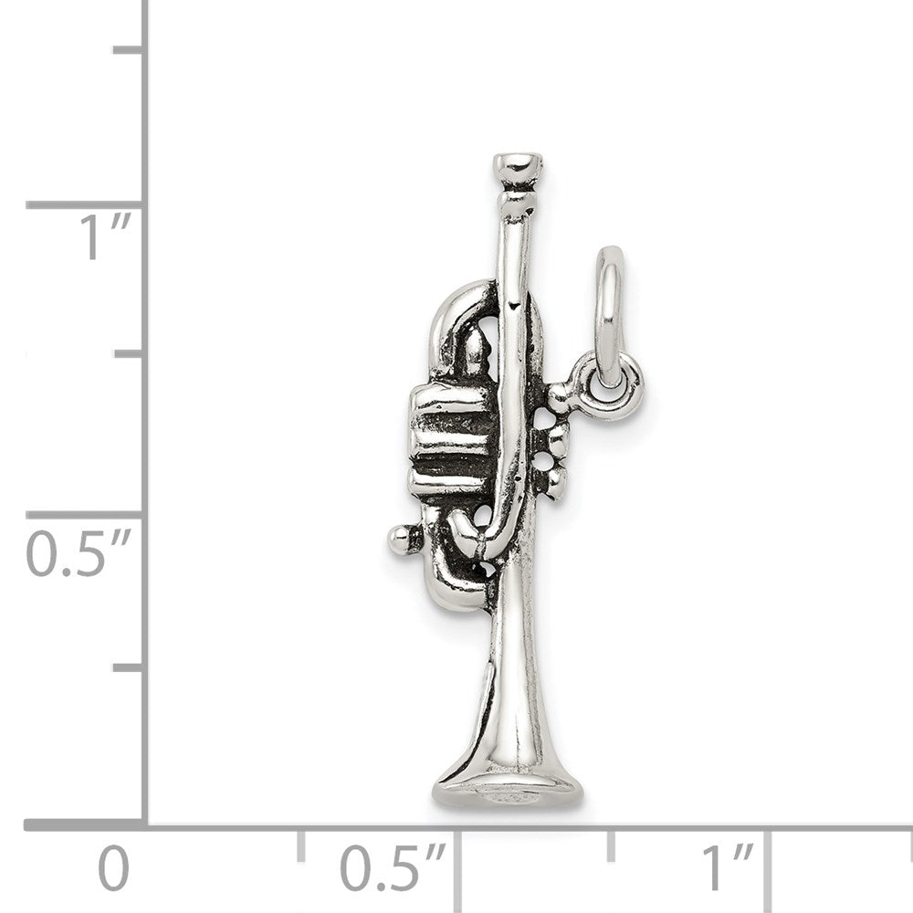 Sterling Silver Antiqued Trumpet Charm