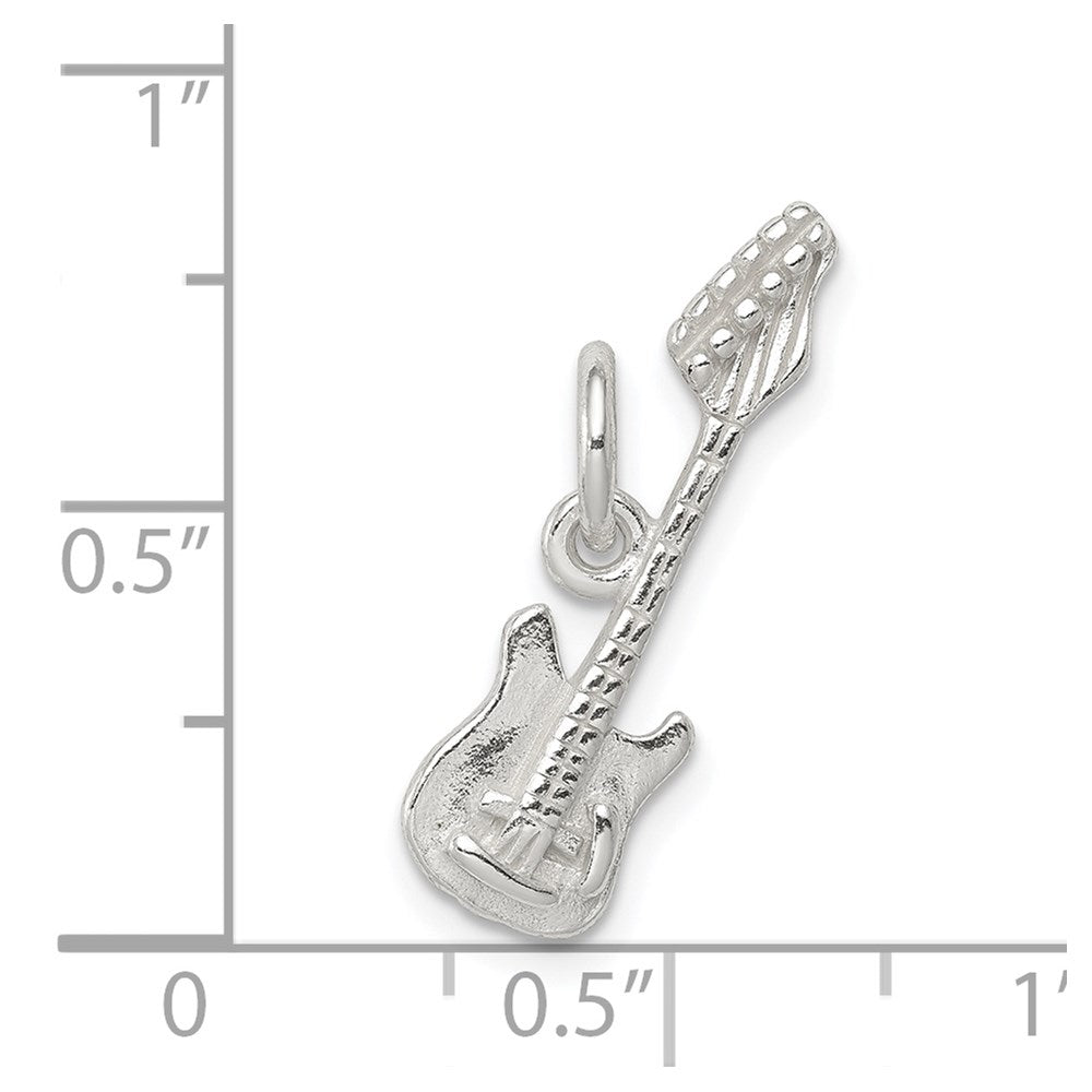 Sterling Silver Rhodium-plated Electric Guitar Charm