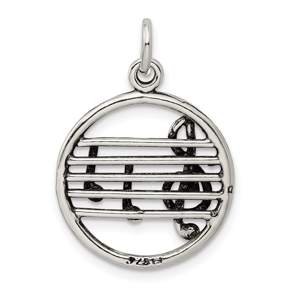 Sterling Silver Antiqued Music Staff Charm