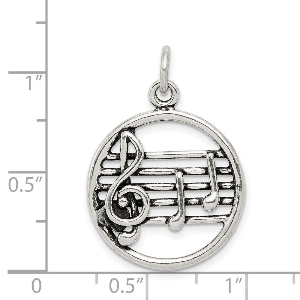 Sterling Silver Antiqued Music Staff Charm