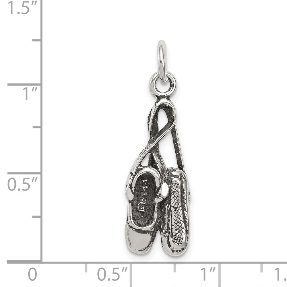 Sterling Silver Antiqued Ballet Shoes Charm