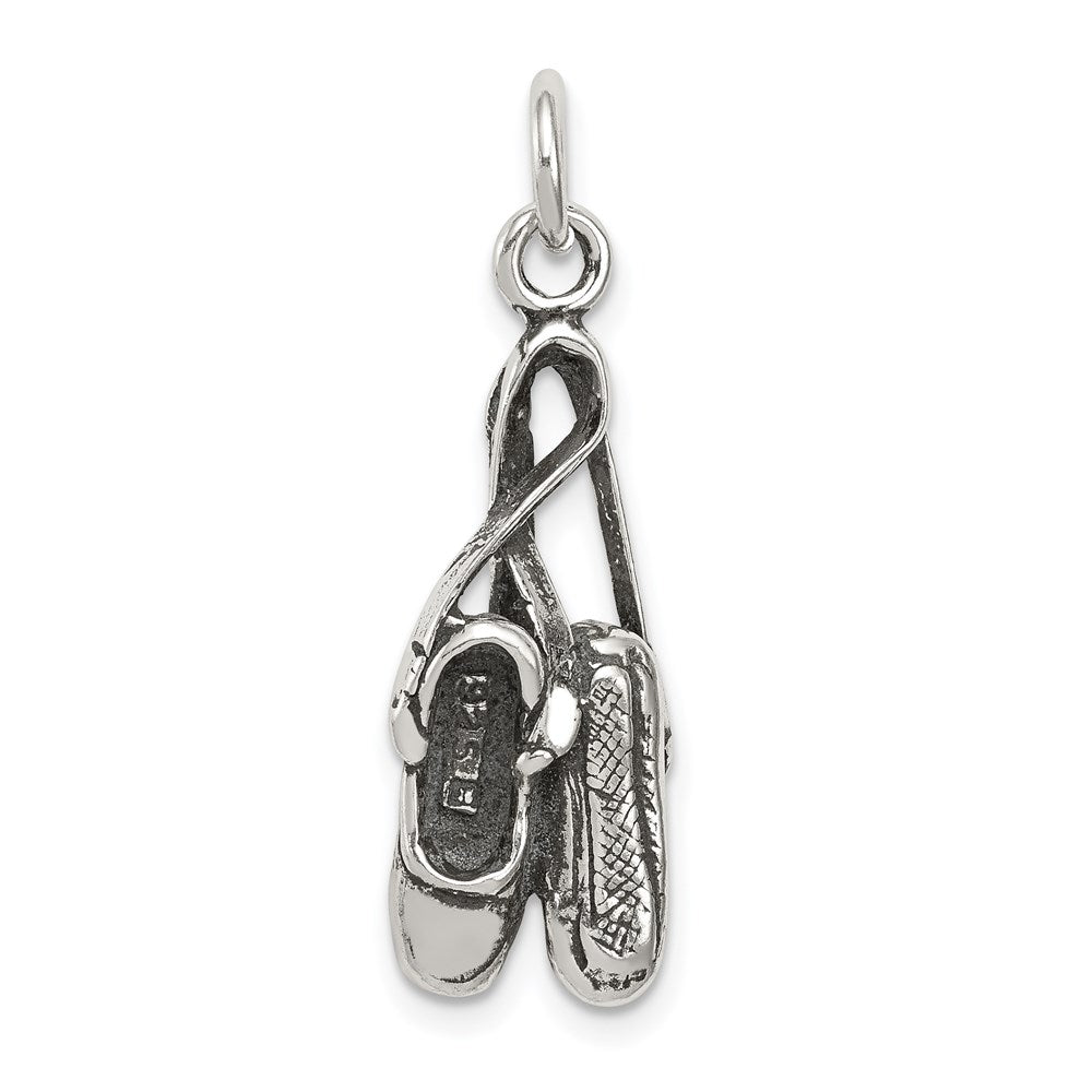 Sterling Silver Antiqued Ballet Shoes Charm