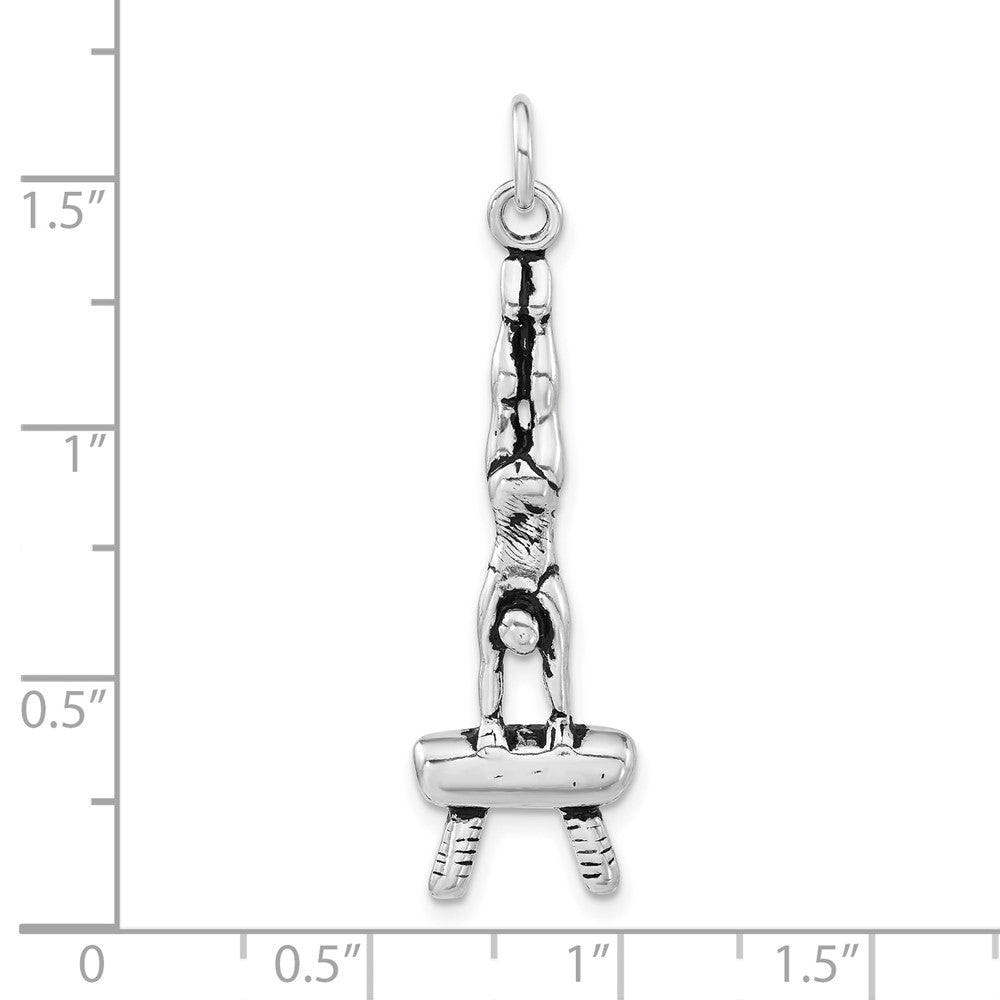 Sterling Silver Polished & Antiqued Gymnasts Charm