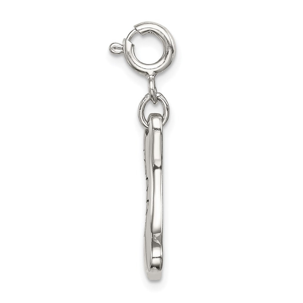 Sterling Silver Rhodium-plated CZ Dog Bone Top Dog Charm