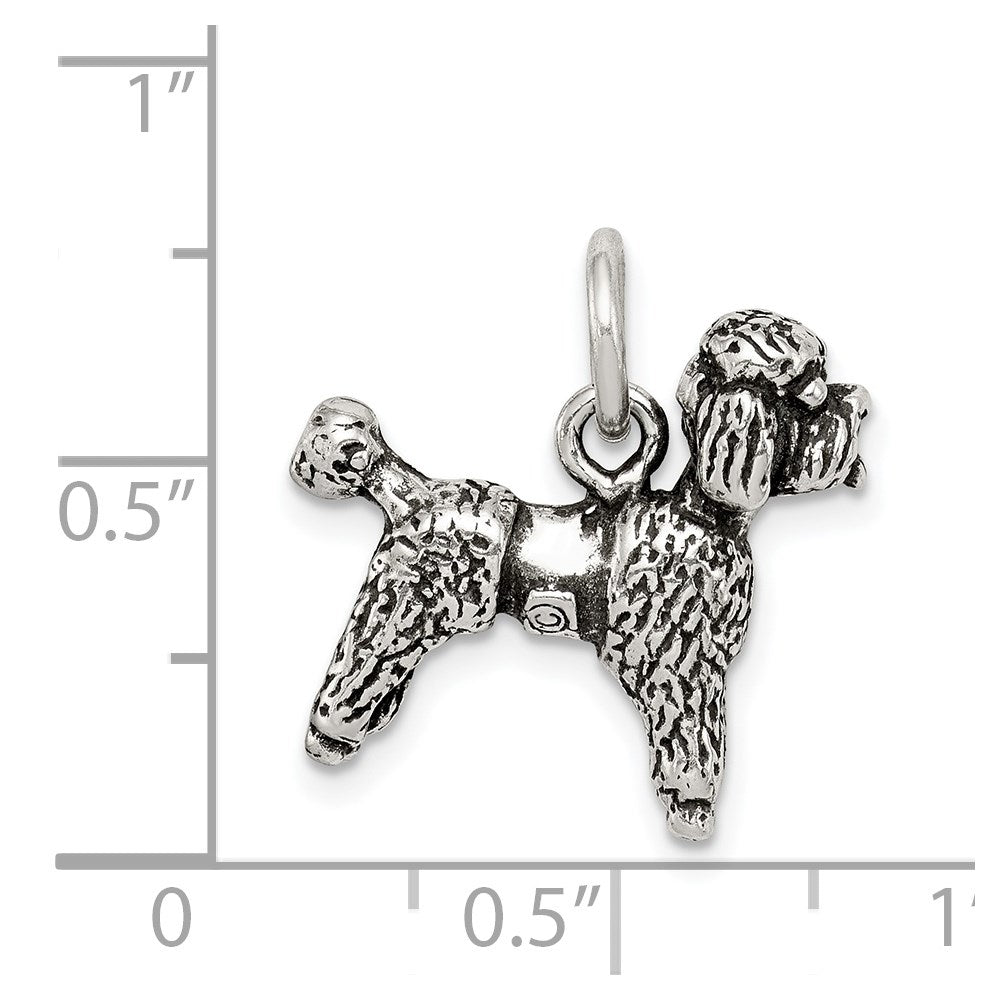 Sterling Silver Antiqued Poodle Charm