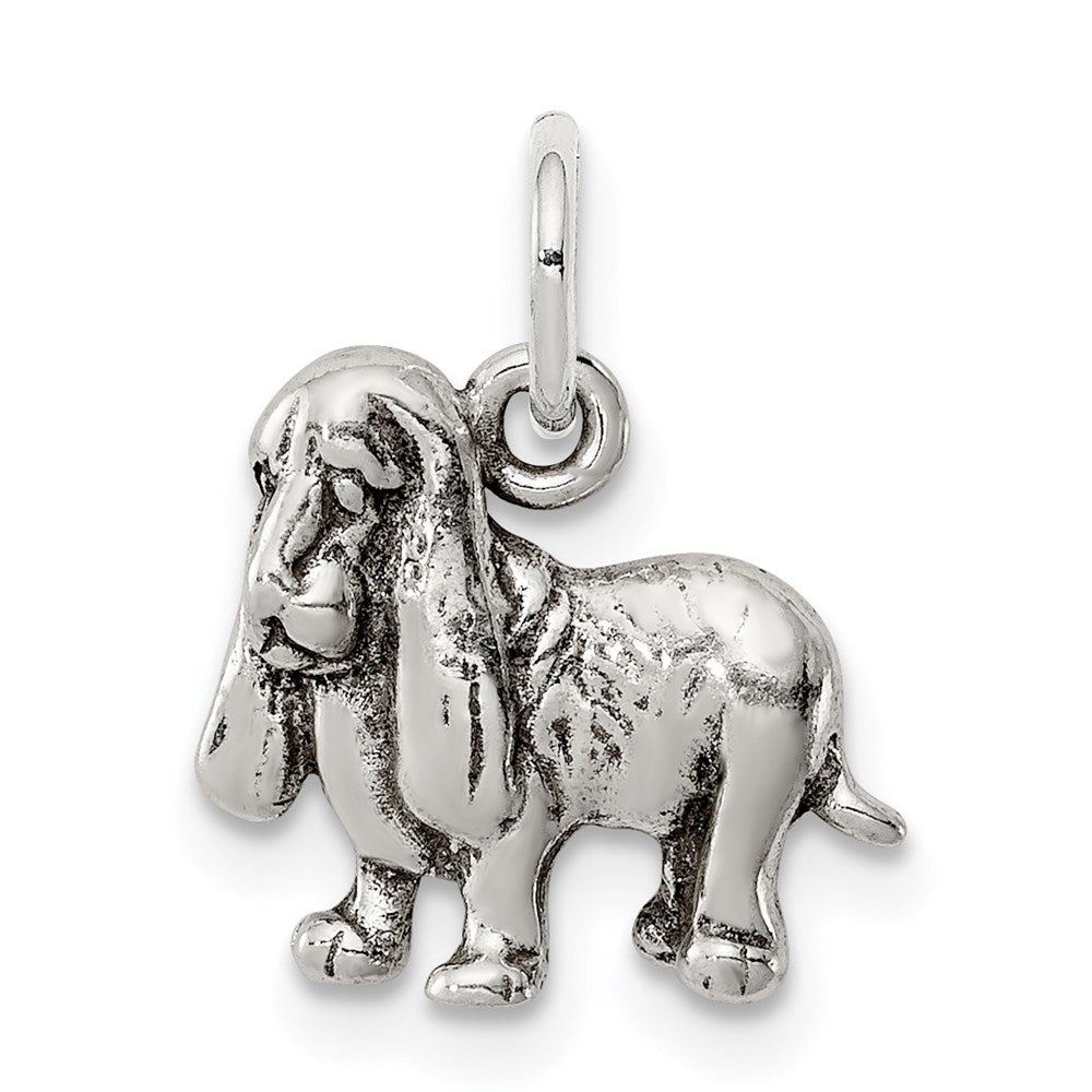 Sterling Silver Antiqued Basset Hound Charm