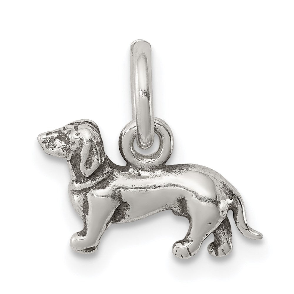 Sterling Silver Antiqued Dog Charm