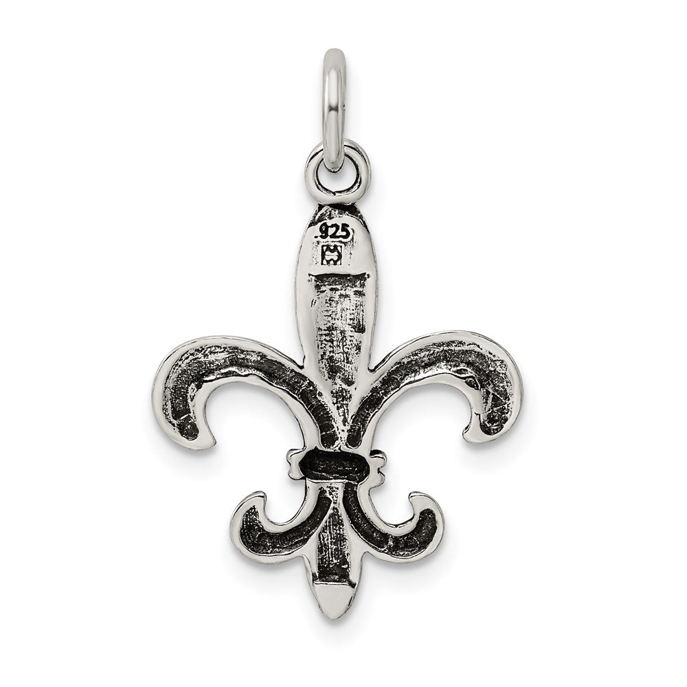 Sterling Silver Antiqued Fleur De Lis Charm