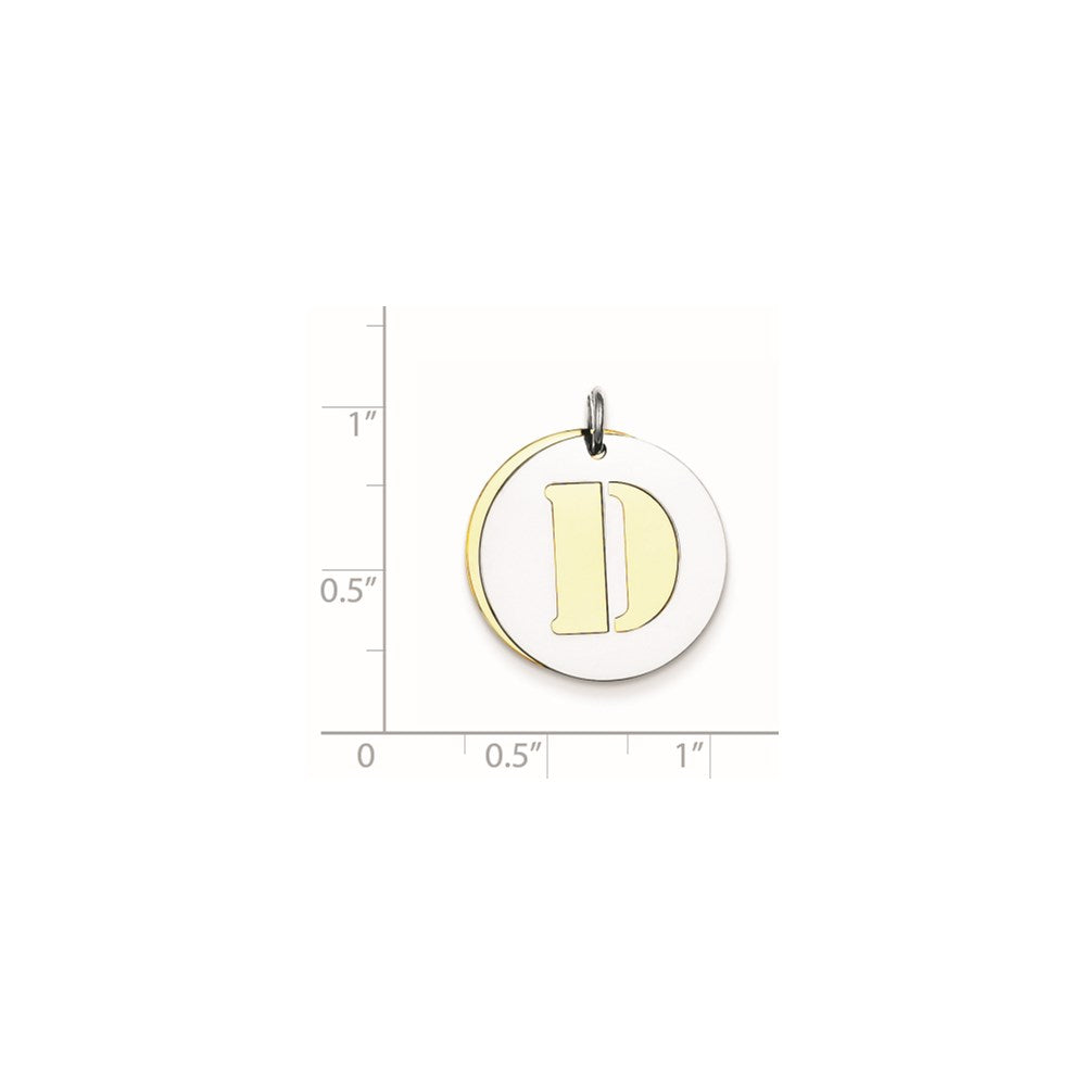 Sterling Silver GP Initial D Double Plate Round Charm