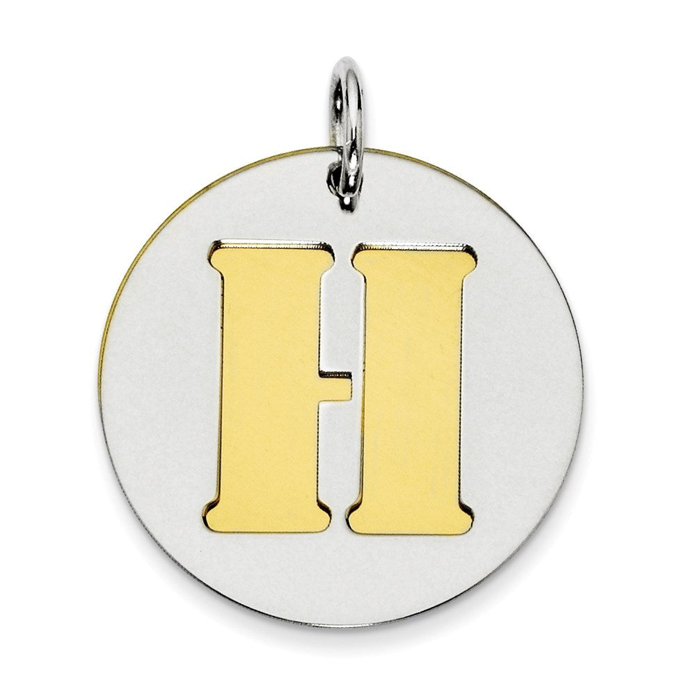 Sterling Silver GP Initial H Double Plate Round Charm