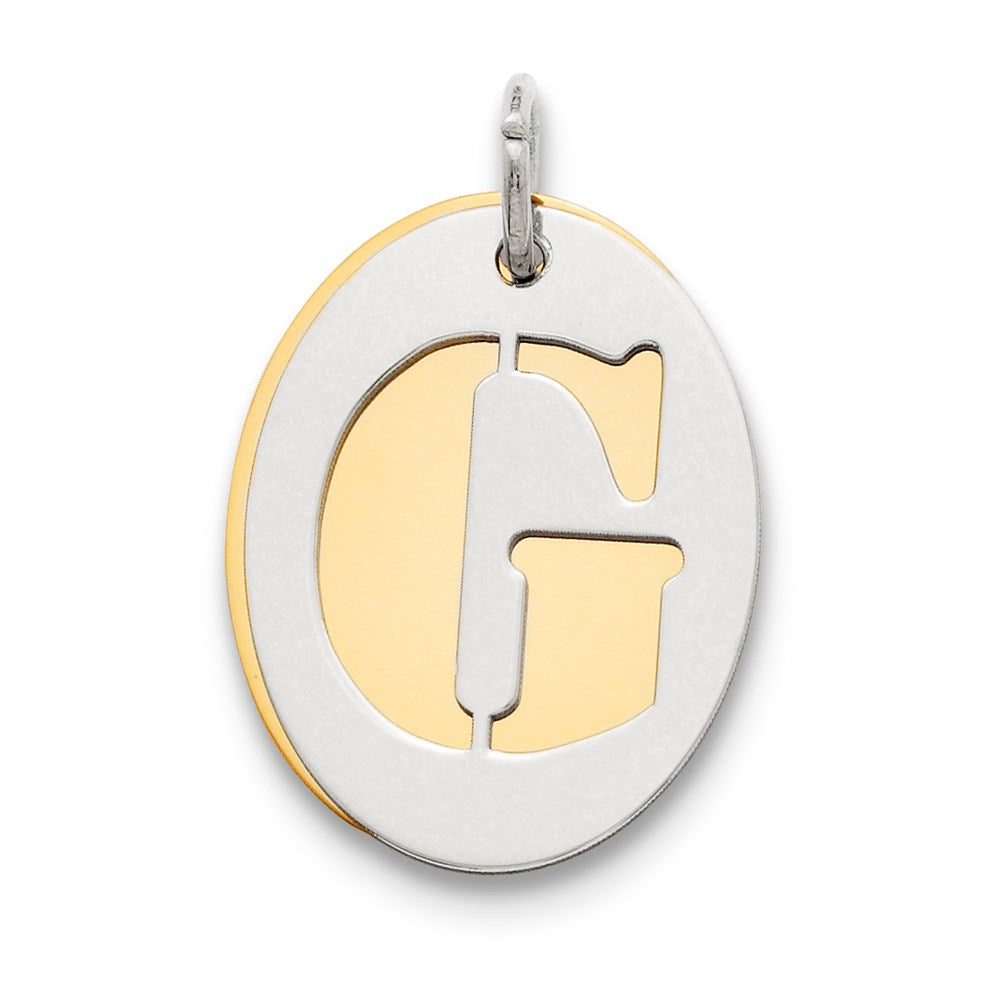 Sterling Silver GP Initial G Double Plate Oval Charm