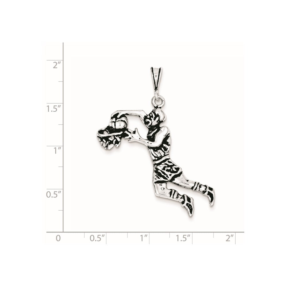 Sterling Silver Antiqued Basketball Player Charm