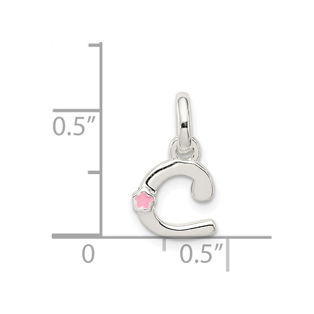 Sterling Silver Letter C with Enamel Pendant