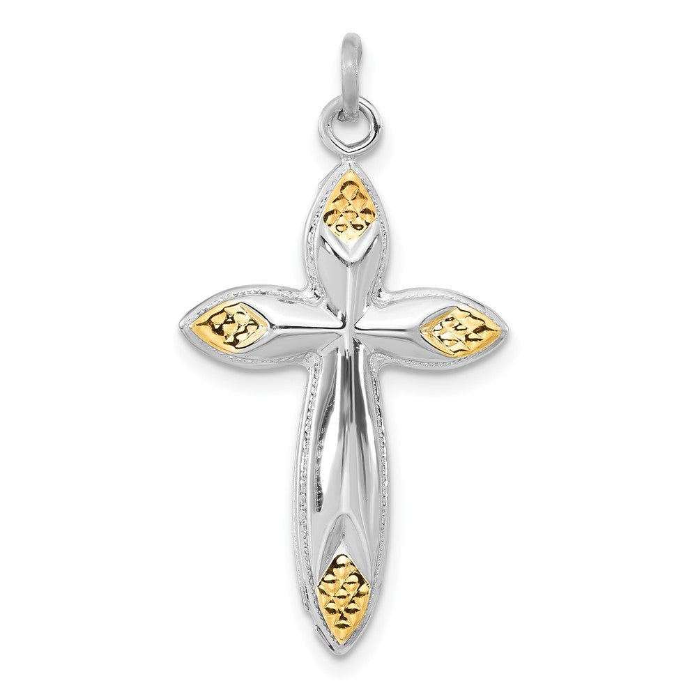 Sterling Silver & Gold-tone Hollow Passion Cross Pendant