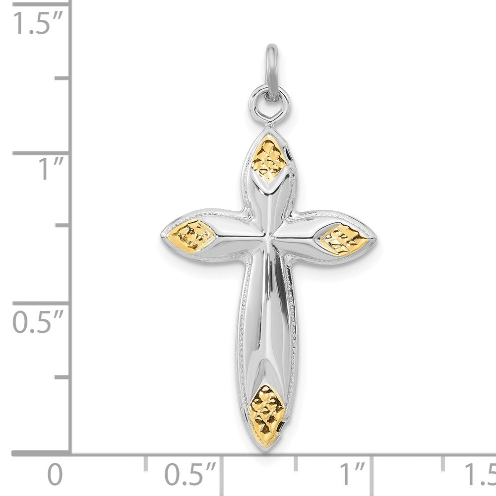 Sterling Silver & Gold-tone Hollow Passion Cross Pendant