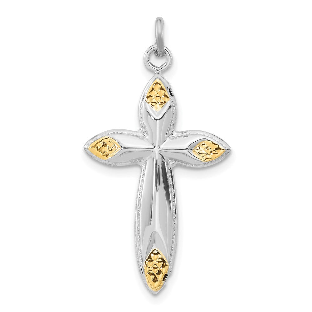 Sterling Silver & Gold-tone Hollow Passion Cross Pendant