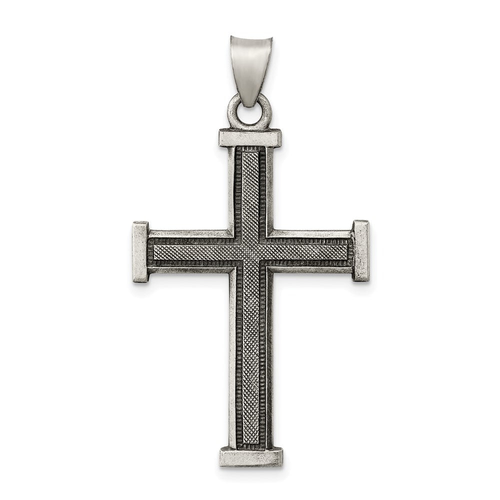 Sterling Silver Antiqued, Polished and Brushed Latin Cross Pendant