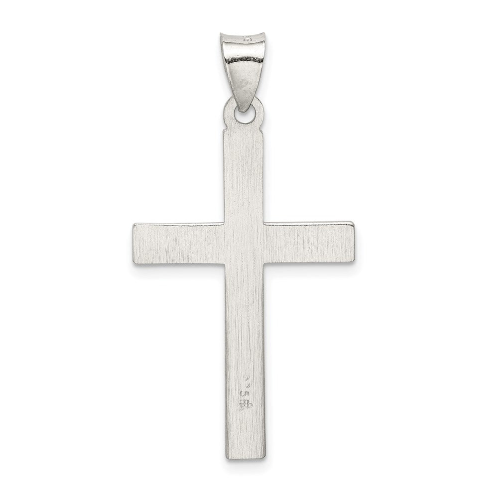 Sterling Silver Textured, Brushed and Polished Latin Cross Pendant