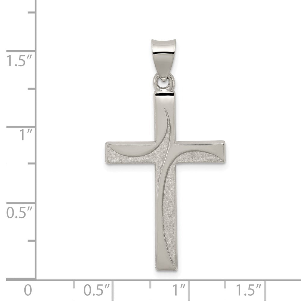 Sterling Silver Textured, Brushed and Polished Latin Cross Pendant