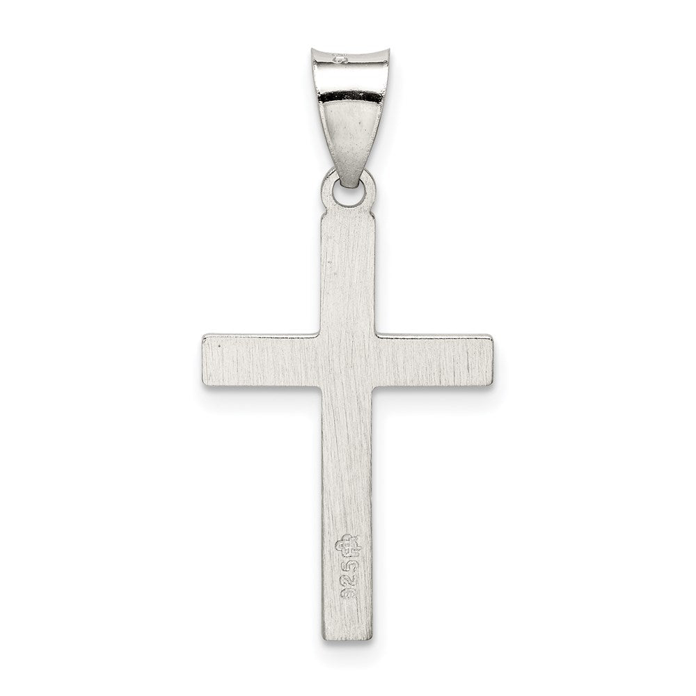 Sterling Silver Textured, Brushed and Polished Latin Cross Pendant