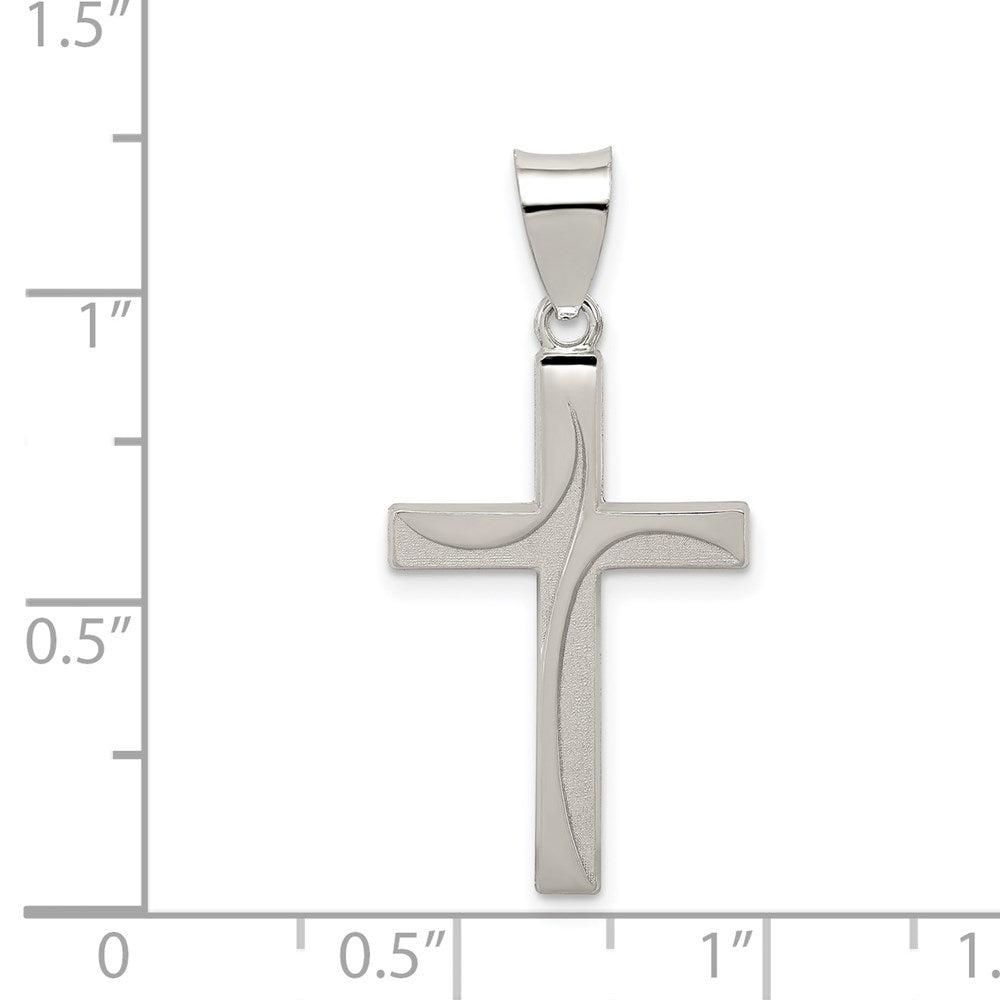 Sterling Silver Textured, Brushed and Polished Latin Cross Pendant