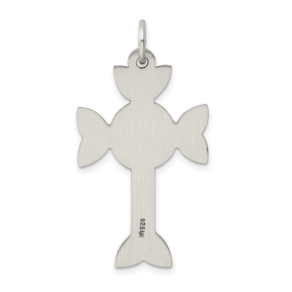 Sterling Silver Antiqued, Textured and Brushed Celtic Cross Pendant