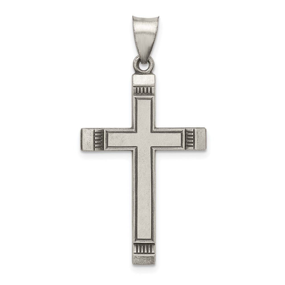 Sterling Silver Antiqued, Polished and Brushed Latin Cross Pendant