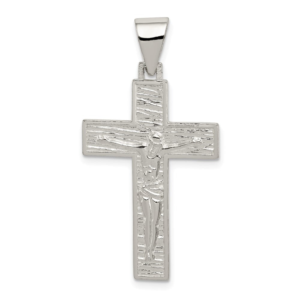 Sterling Silver Polished & Textured Crucifix Pendant