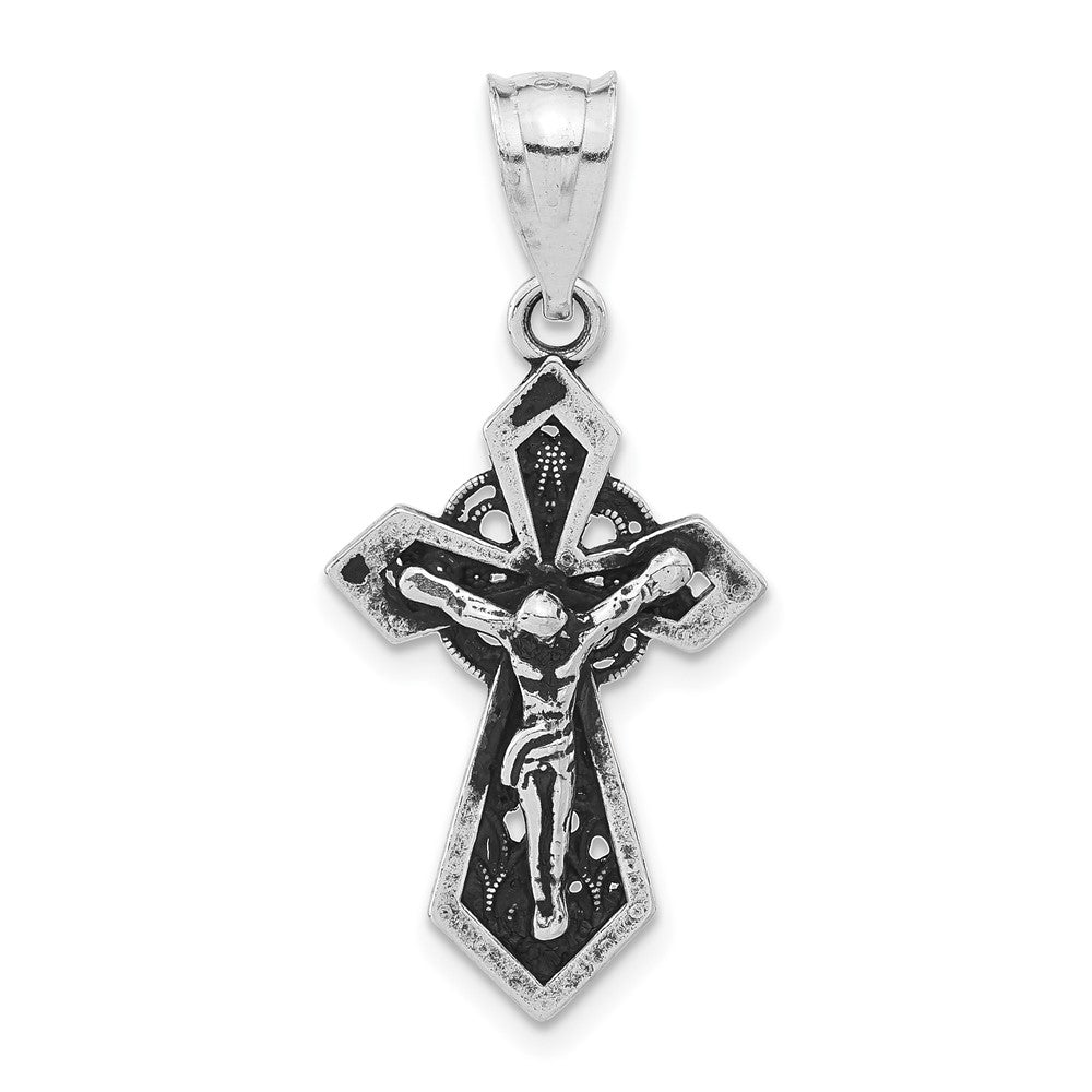 Sterling Silver Polished & Antiqued Crucifix Pendant