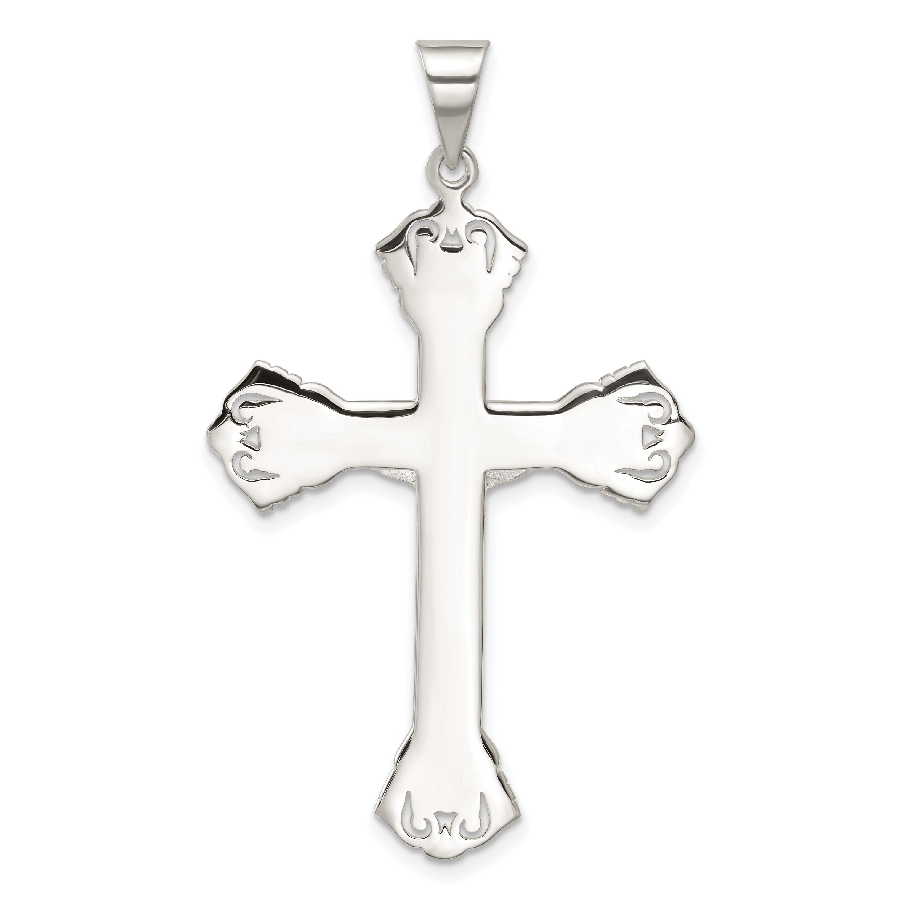 Sterling Silver Polished INRI Crucifix Pendant QC8310