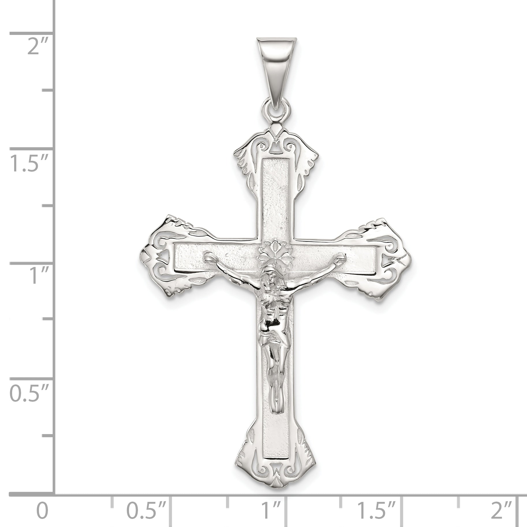 Sterling Silver Polished INRI Crucifix Pendant QC8310