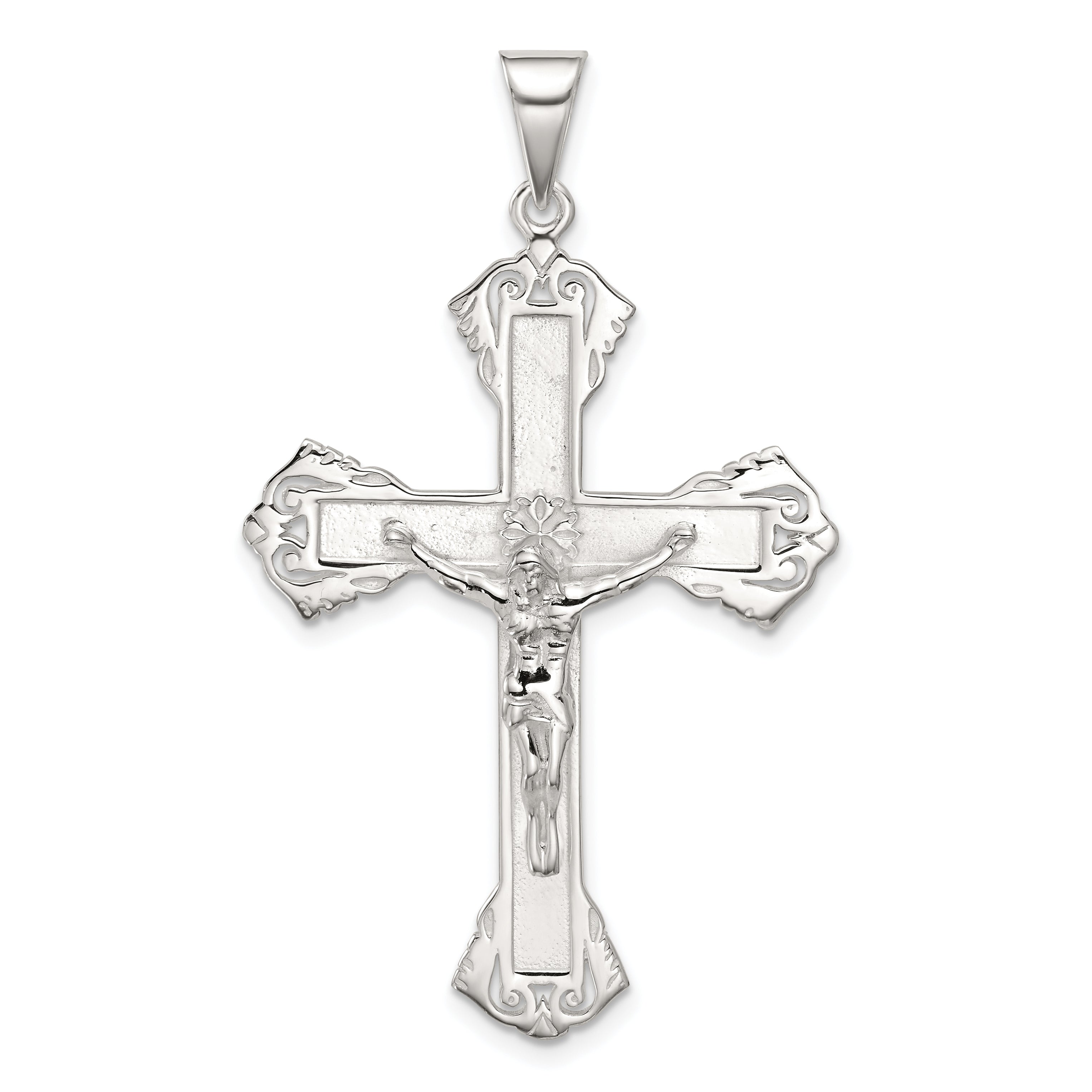 Sterling Silver Polished INRI Crucifix Pendant QC8310