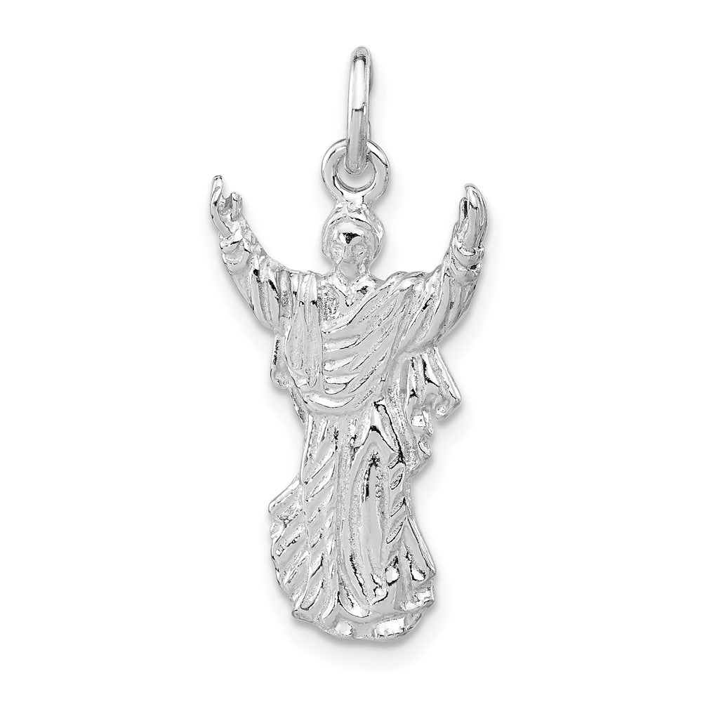 Sterling Silver Polished & Textured Jesus Pendant