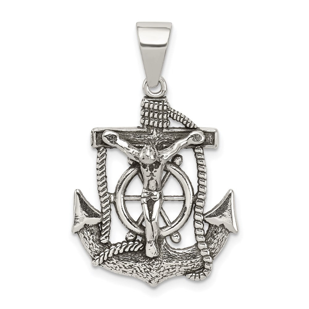 Sterling Silver Antiqued Mini Mariner INRI Crucifix Pendant