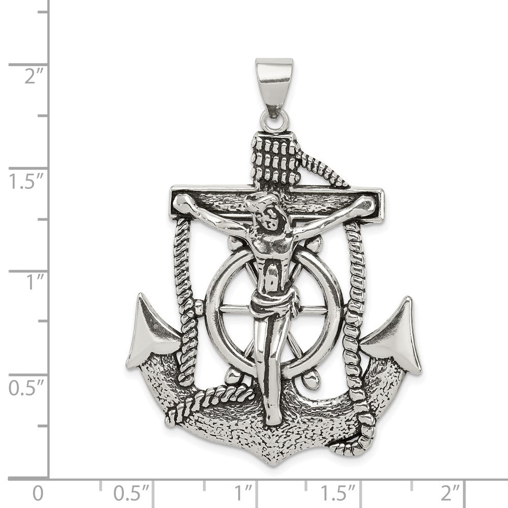 Sterling Silver Antiqued Mariner Cross Pendant