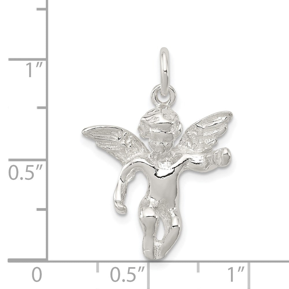 Sterling Silver Polished Full Angel Figure 3-D Pendant