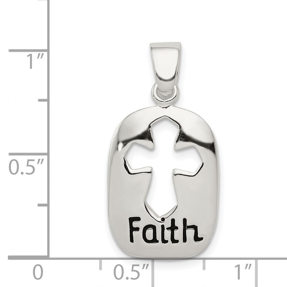 Sterling Silver Polished Faith Pendant