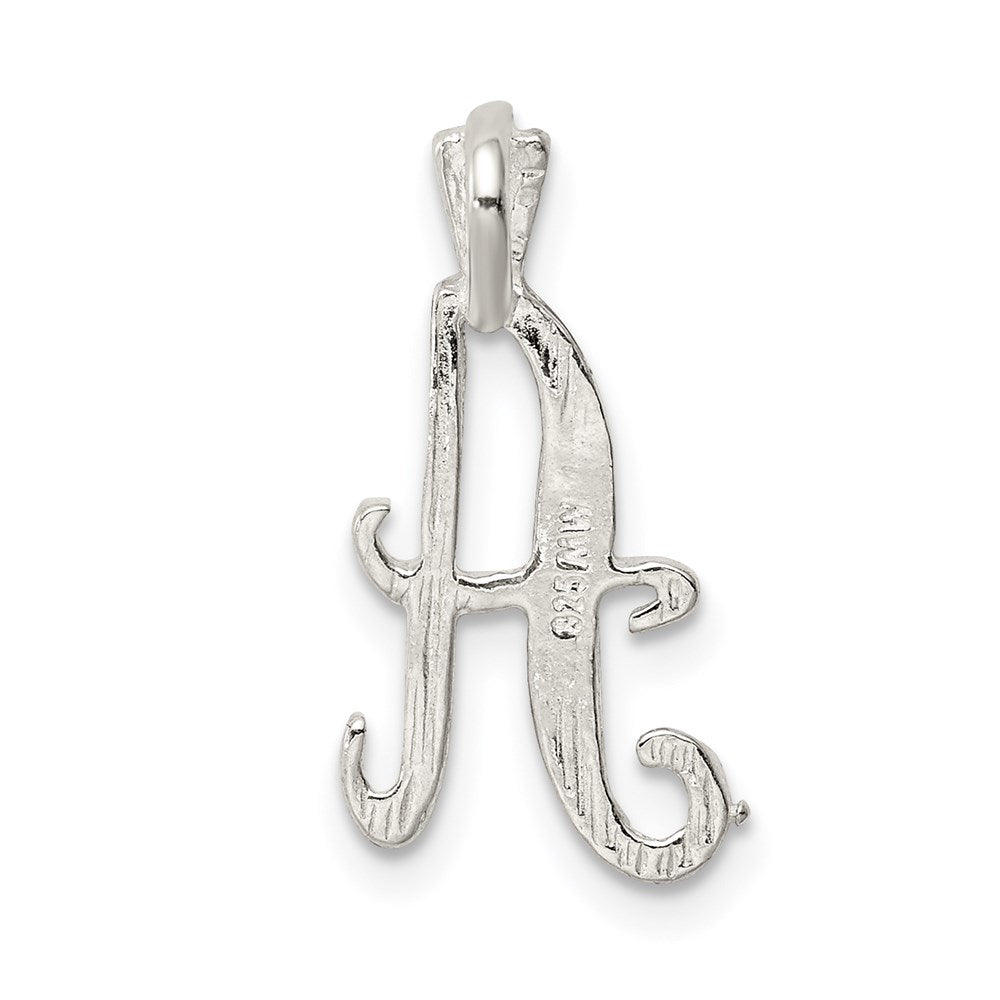 Sterling Silver Polished & Textured Letter A Initial Chain Slide