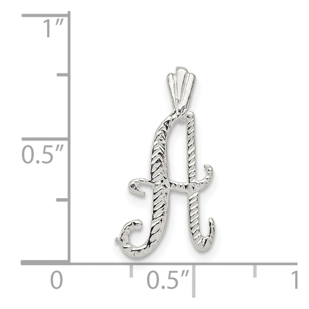 Sterling Silver Polished & Textured Letter A Initial Chain Slide